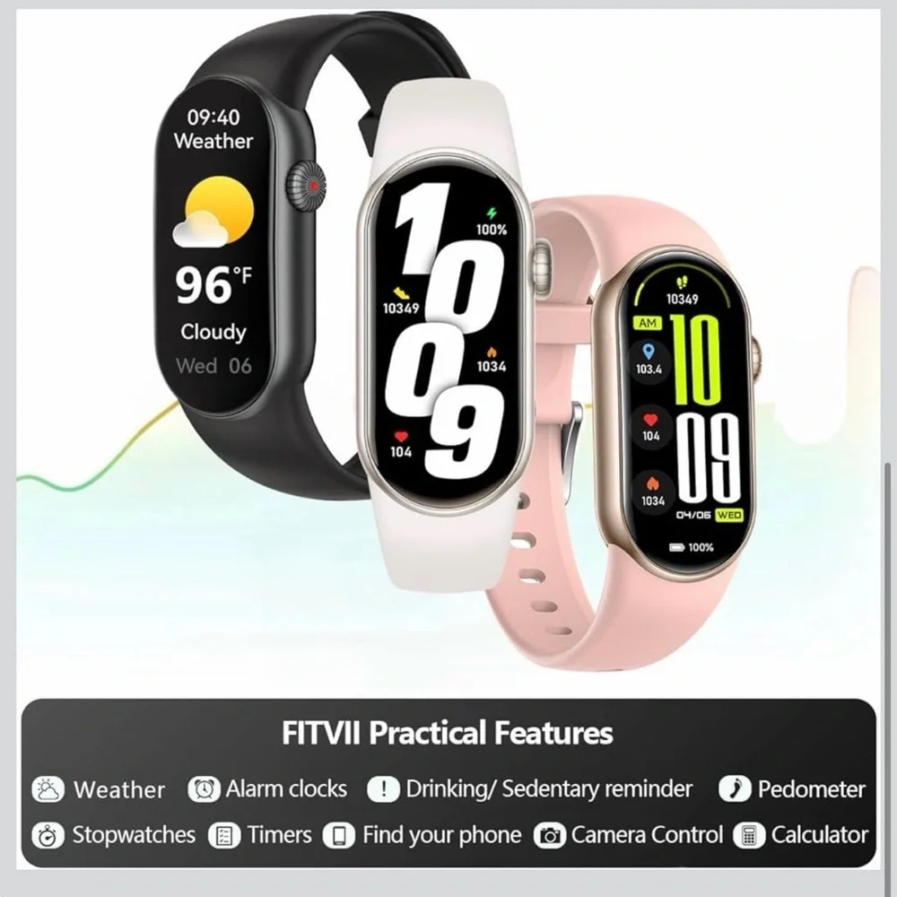 FITVII Slim Fitness Tracker AMOLED - Black